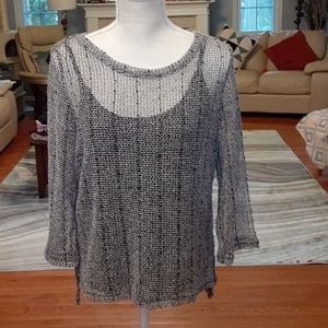 Dressie top with camisole, black w/gray
